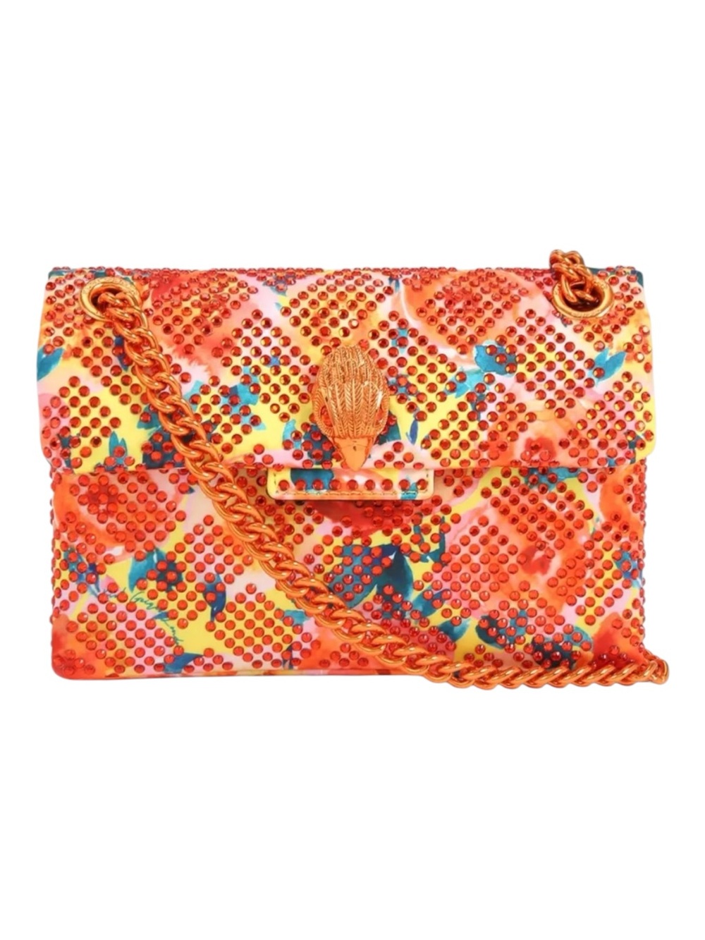 NWT Kurt Geiger Mini Kensington Fabric Orange Embellished Studded